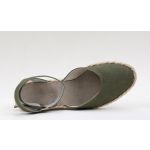 Espadryle khaki na średnim koturnie