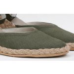 Espadryle khaki na średnim koturnie