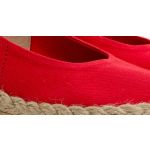 Espadryle czerwone na niskim koturnie odkryta pięta