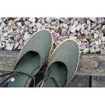 Espadryle khaki ciemne na wysokim koturnie