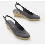  Espadryle szare na niskim koturnie odkryta pięta