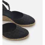 Espadryle czarne nakrapiane na średnim koturnie