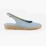 Espadryle jeans 009 płaski koturn odkryta pięta