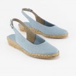 Espadryle jeans 009 płaski koturn odkryta pięta