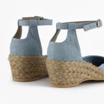  Espadryle jeans 009 na niskim koturnie zakryta pięta i palce