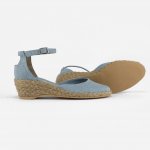  Espadryle jeans 009 na niskim koturnie zakryta pięta i palce