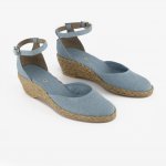  Espadryle jeans 009 na niskim koturnie zakryta pięta i palce