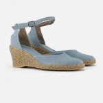Espadryle jeansowe 009 na średnim koturnie zakryta pięta i palce
