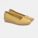 Espadryle żółte musztardowe płaski koturn