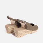 Espadryle oliwka na niskim koturnie odkryta pięta