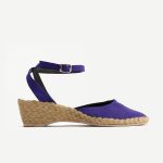 Espadryle fioletowe na niskim koturnie