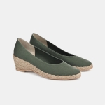 Espadryle khaki na niskim koturnie pełne