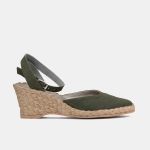 Espadryle khaki na średnim koturnie