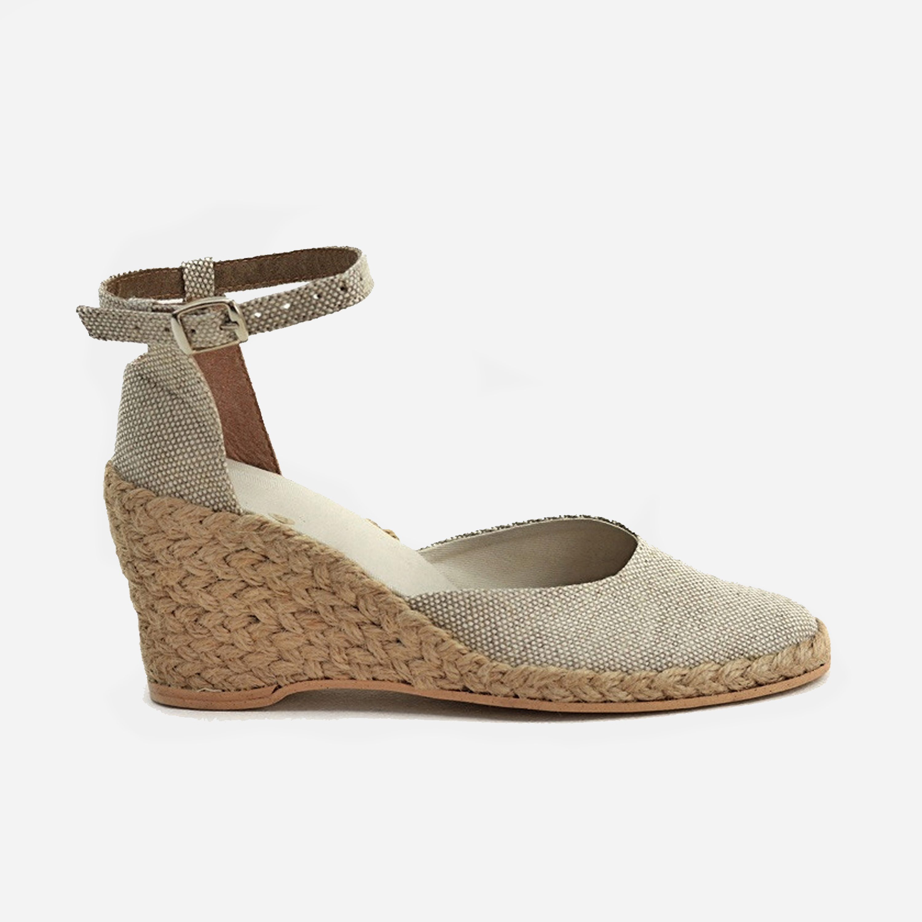 art.Espadryle spotykanka (8 cm ) jasny len