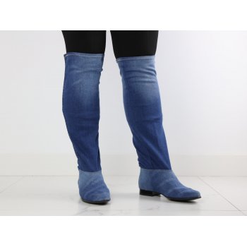 Botki Saszki  jeans czarny POD /LAK