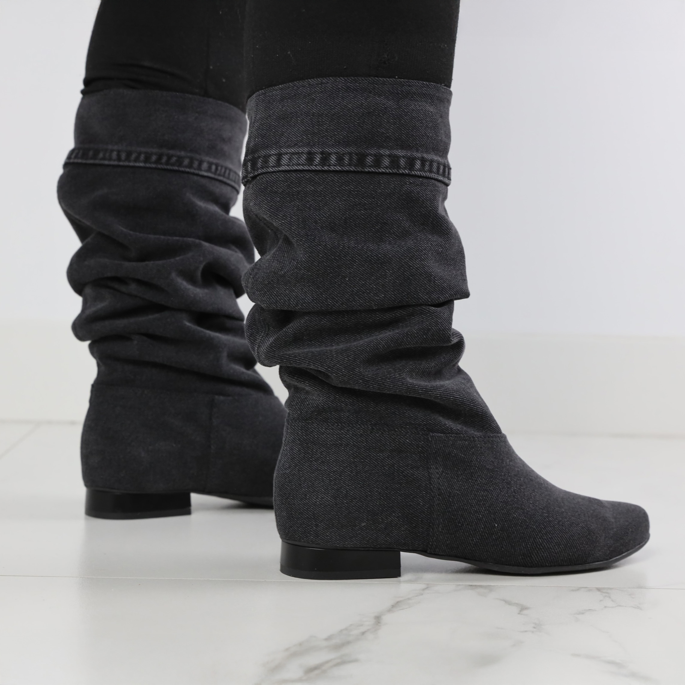 Botki Saszki  jeans czarny POK  12--38