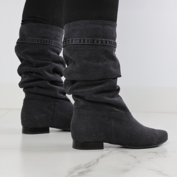 Botki Saszki  jeans czarny POK  12--38