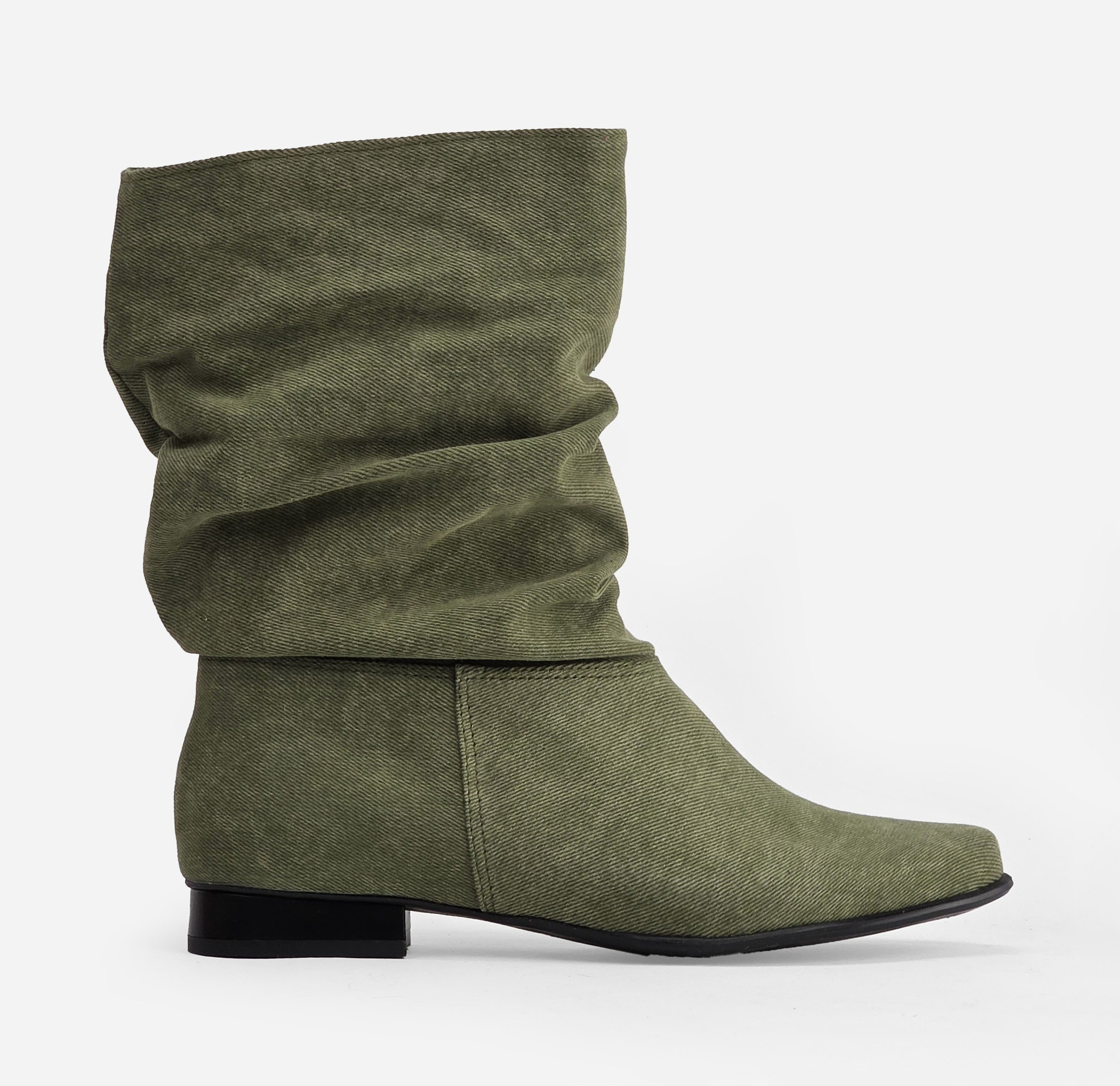 Botki Saszki  jeans oliwka