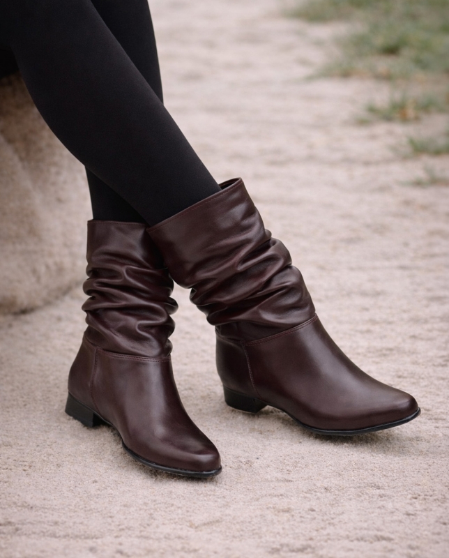 Botki Saszki SA1/S skóra licowa wiśnia