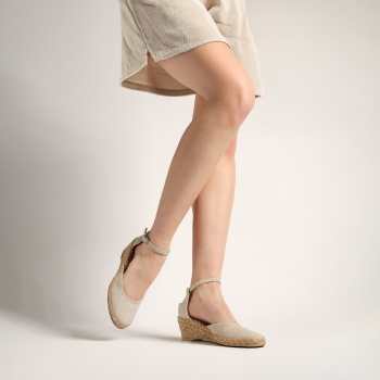 Espadryle damskie SP (5 cm) jasny len