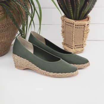 Espadryle koturn (5 cm) khaki