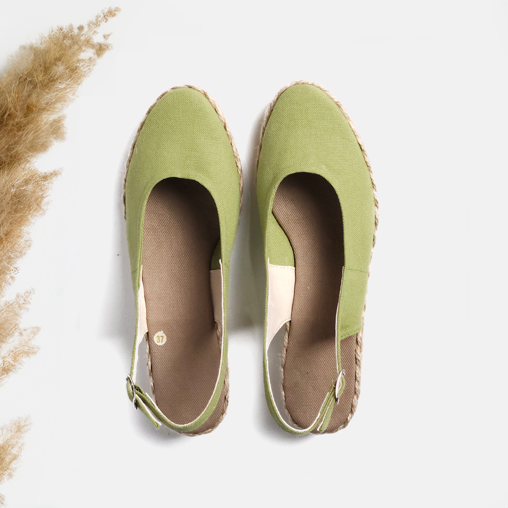 Espadryle płaskie 3 cm odkryte Limonka 18