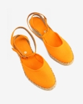 Espadryle pomarańczowe na niskim koturnie