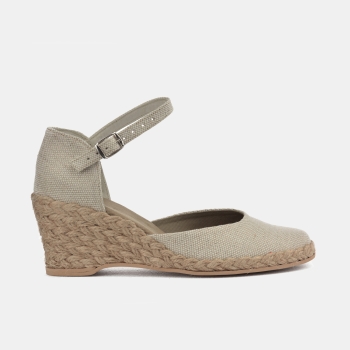 Espadryle spotykanka (7 cm ) jasny len OLA